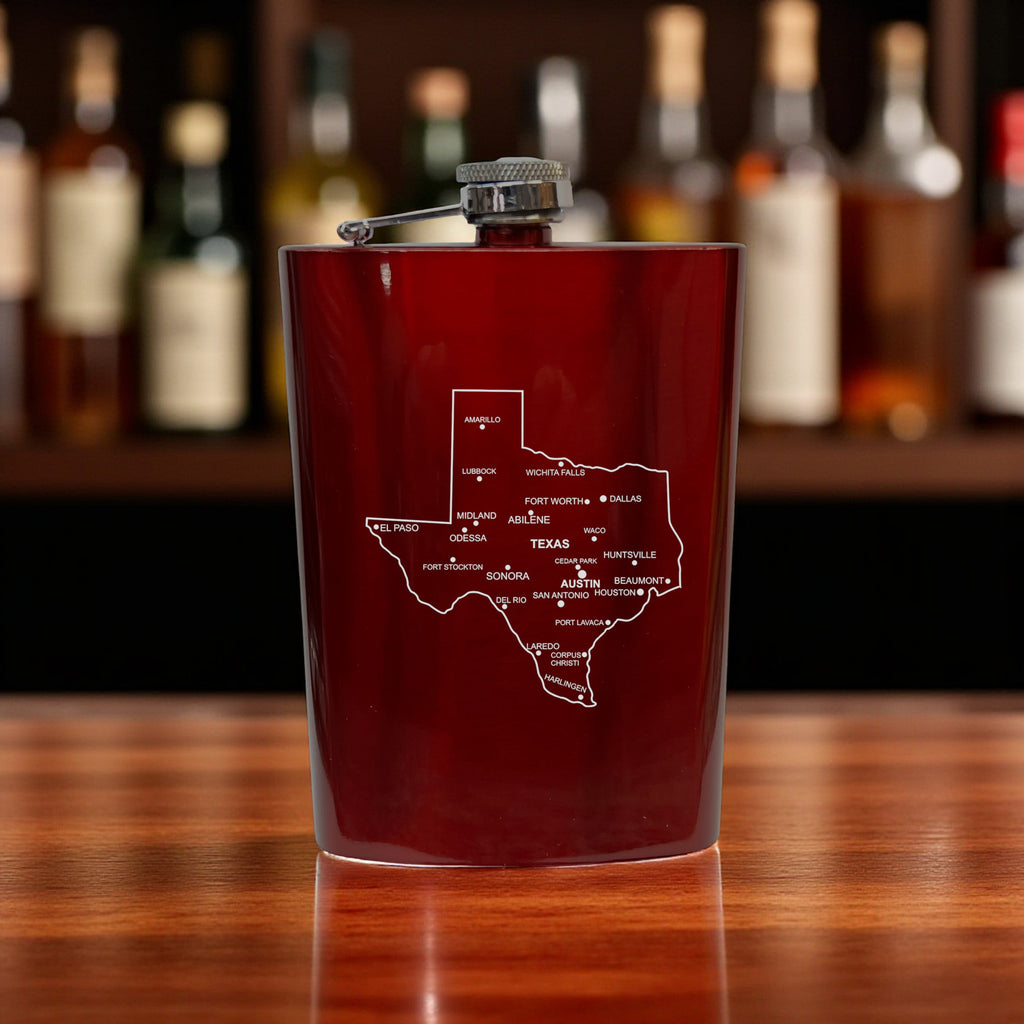 8oz Flask - Texas with Cities