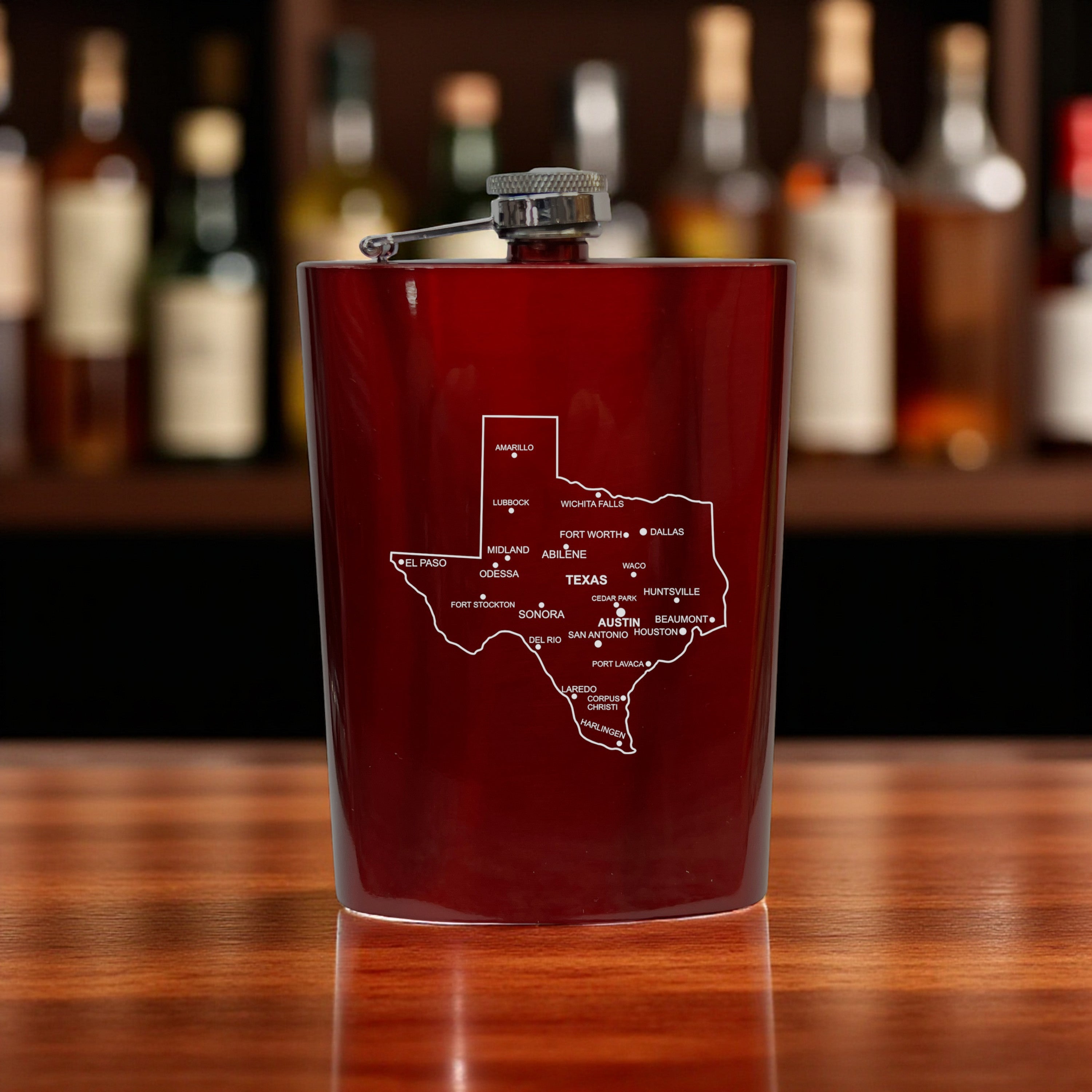 8oz Flask - Texas with Cities