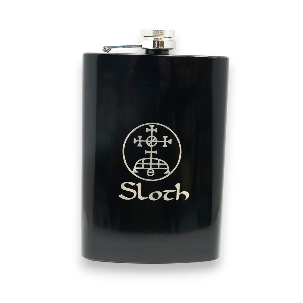 8oz BLACK Seven Deadly Sins SLOTH Flask