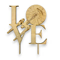 Cake Topper - Love Sign Starship - 7x7 inches - Raw Wood