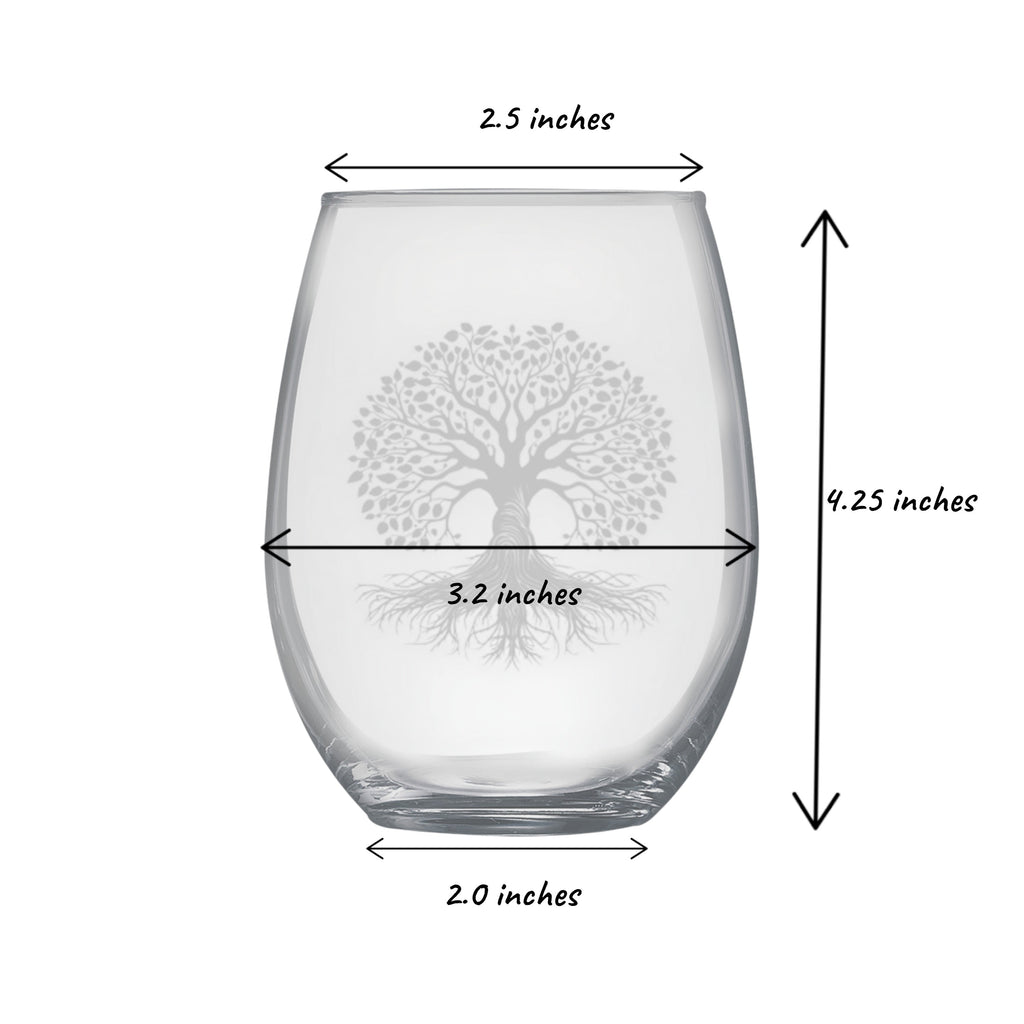 15oz Stemless Wine Glass -  Celtic Tree of Life