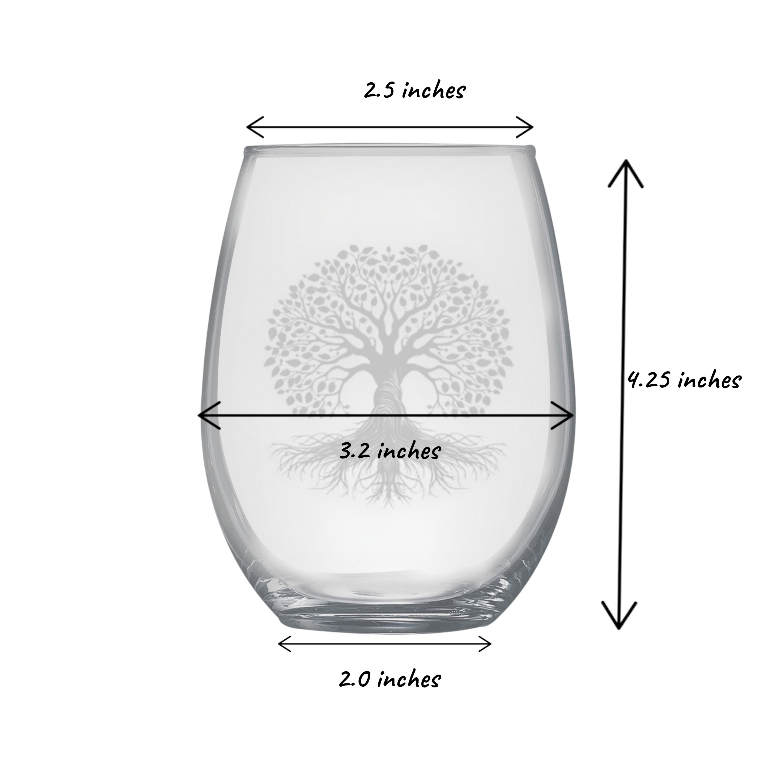 15oz Stemless Wine Glass -  Celtic Tree of Life