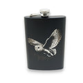8oz Black - Flying Barn Owl - Black Flask