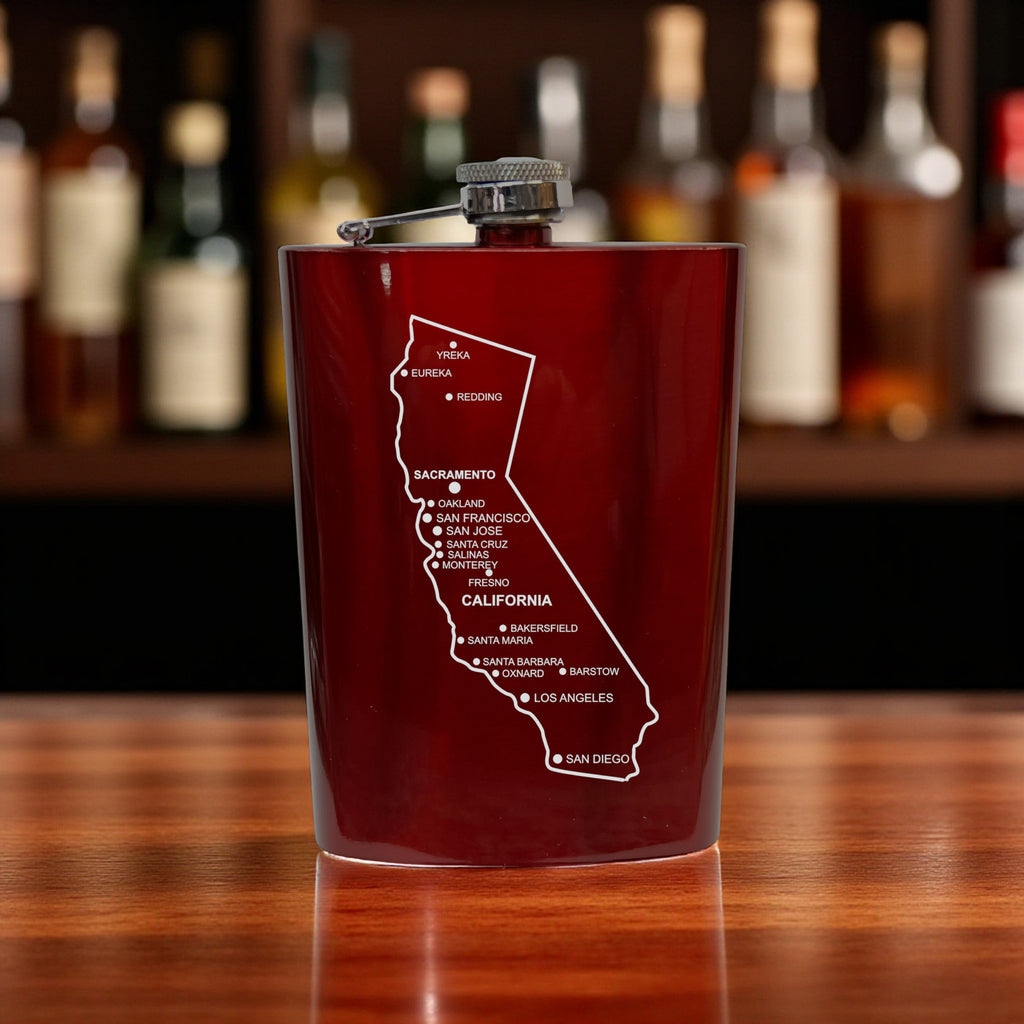 8oz Flask - California with Cities