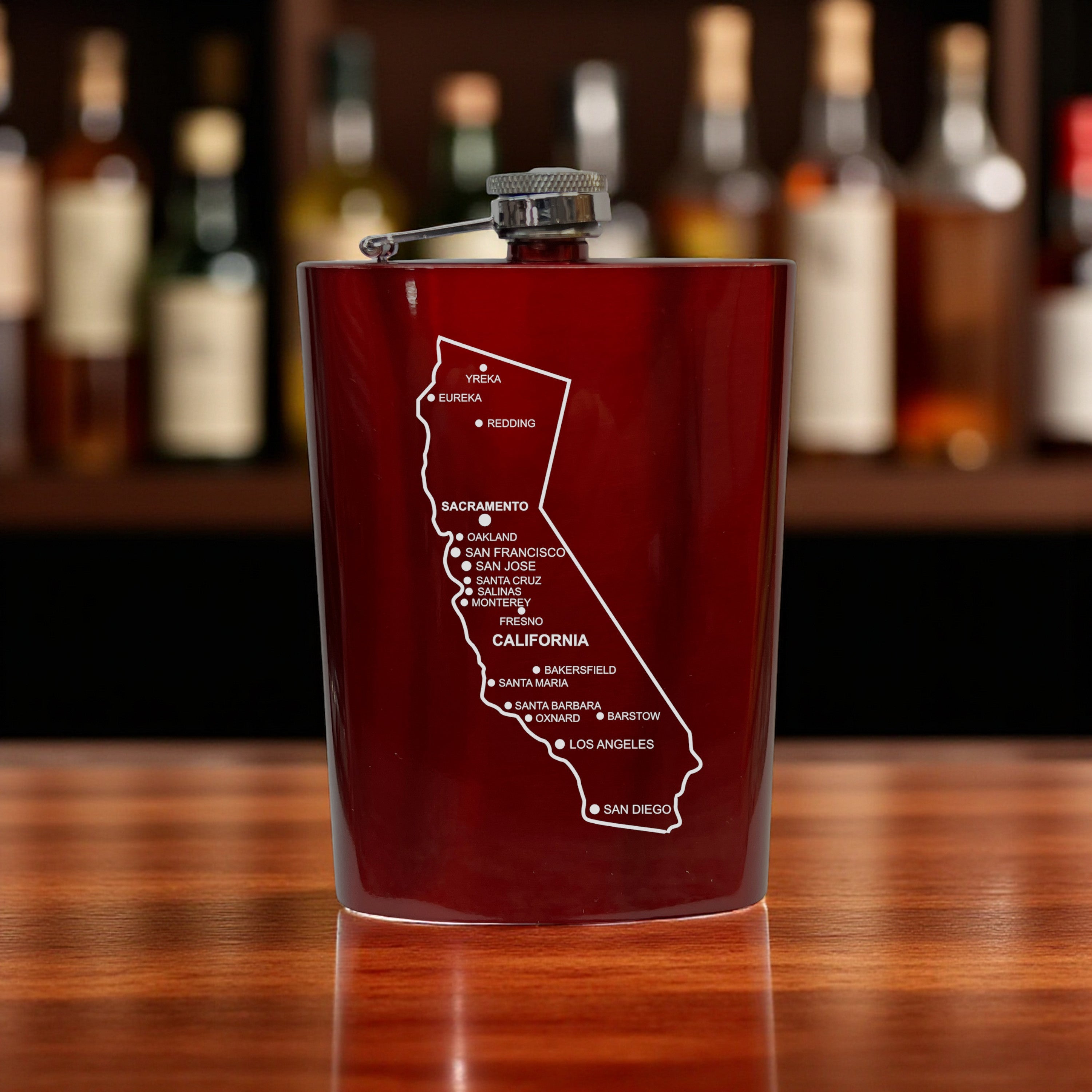 8oz Flask - California with Cities