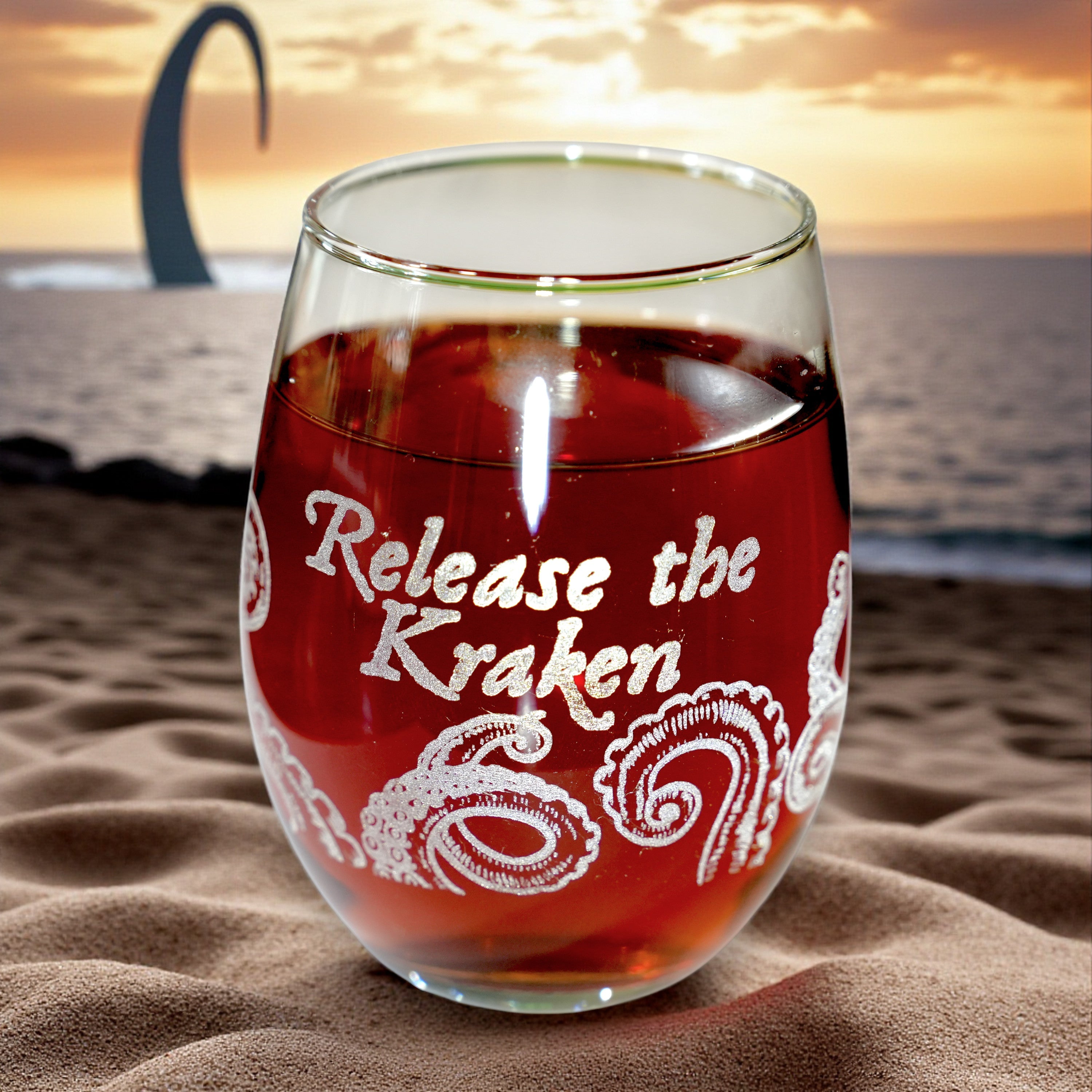 15oz Stemless Wine Glass - Release the Kraken