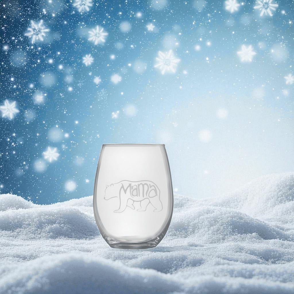 15oz Stemless Wine Glass -  Mama Bear
