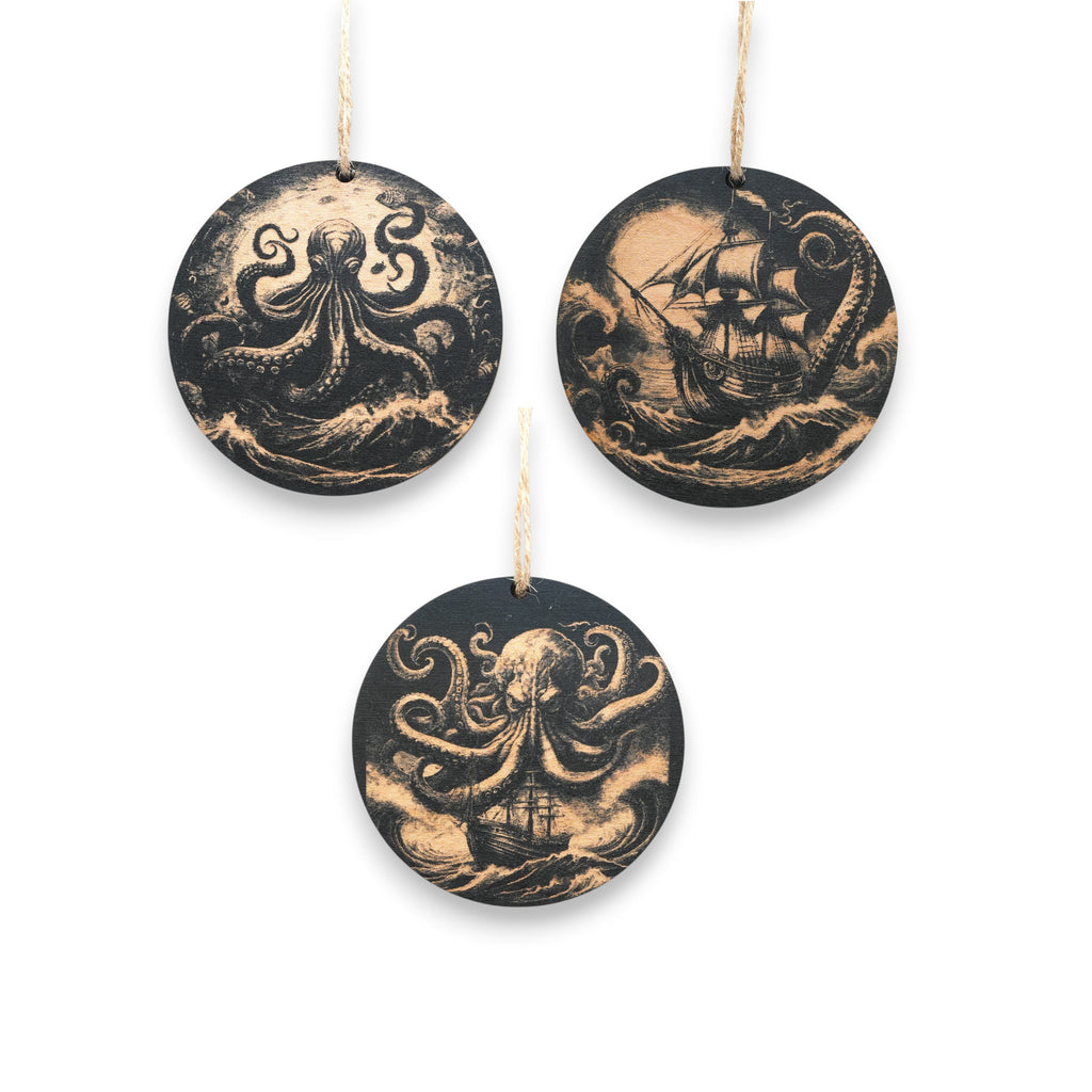 Ornament - Black - Kraken - Set of 3