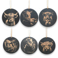 Ornament - Black - Highland Cow - Set of 6
