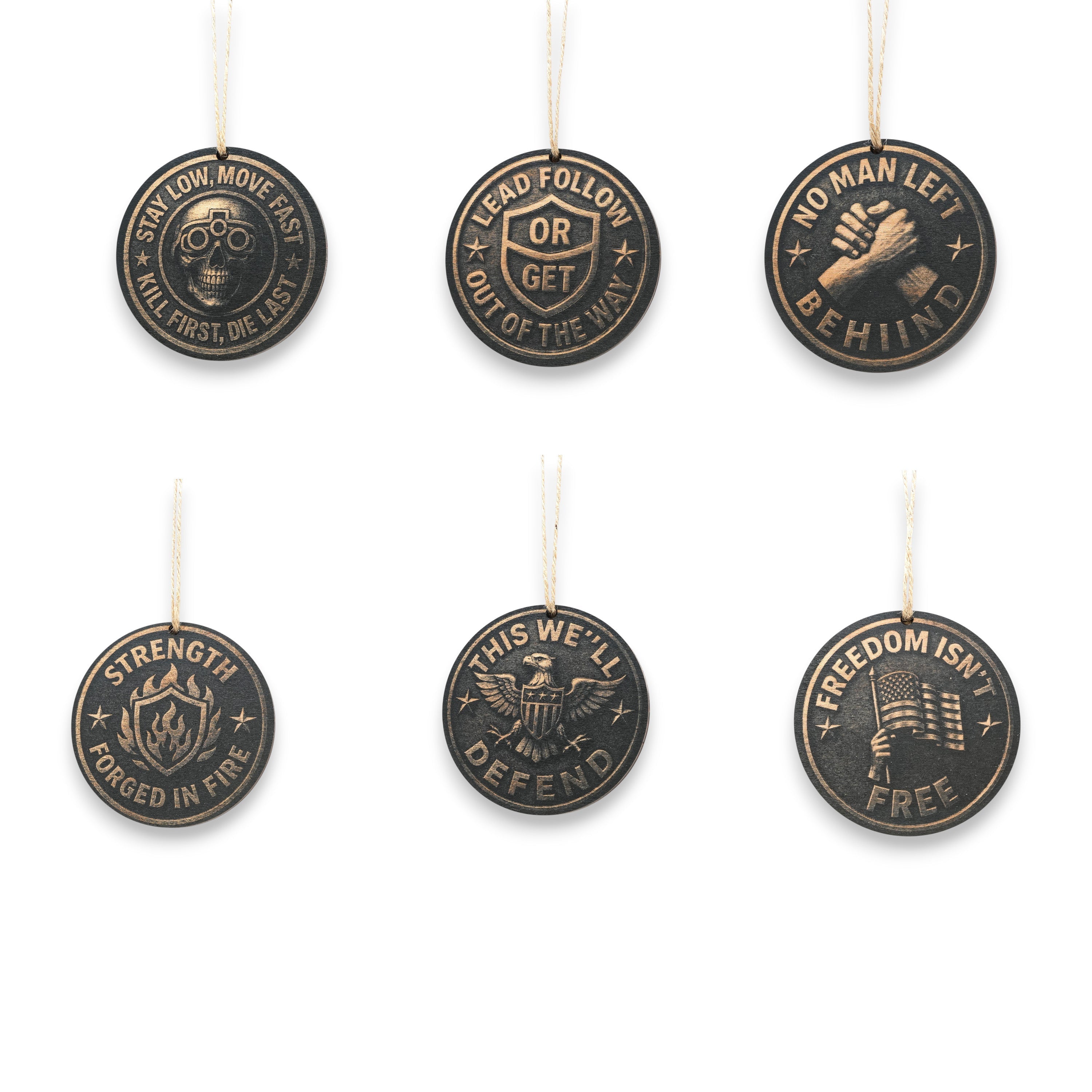 Ornament - Black - Warfighter - Set of 6