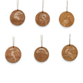 Ornament - Raptors - Birds - Set of 6 - Raw wood