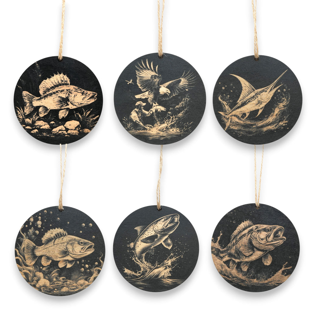 Ornament - Black - Fish - Set of 6