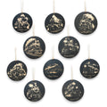 Ornament - Black - Train - Set of 10