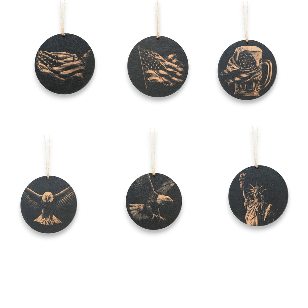 Ornament - Black - America - Set of 6
