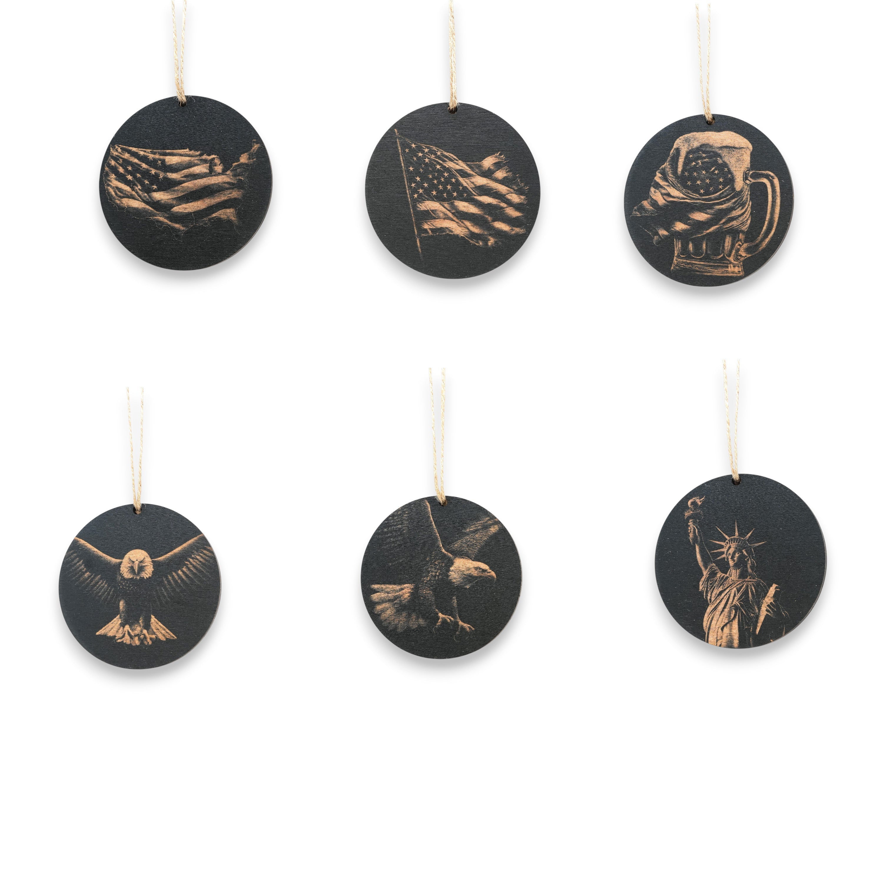 Ornament - Black - America - Set of 6