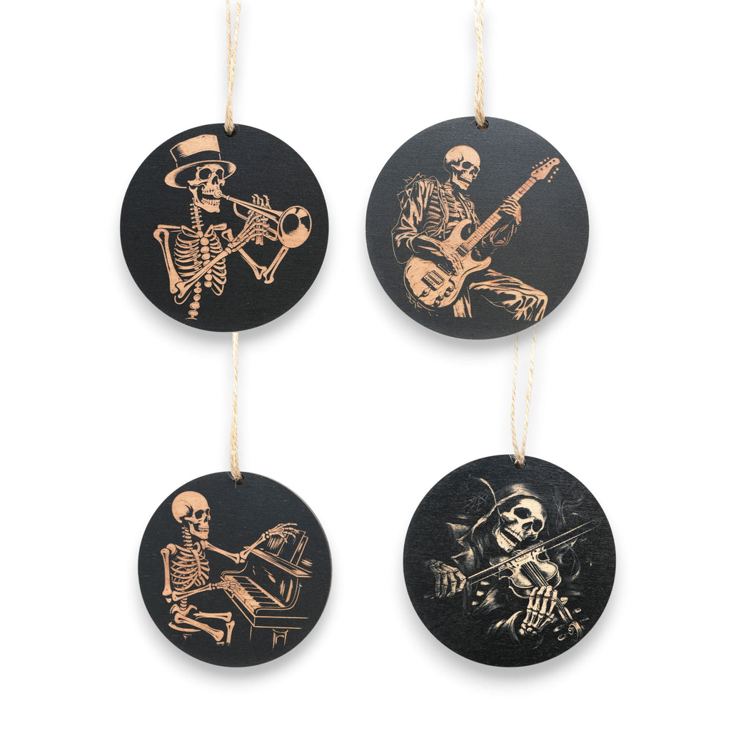 Ornament - Black - Musical Skeletons - Set of 4
