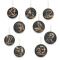 Ornament - Black - Wolf - Set of 9