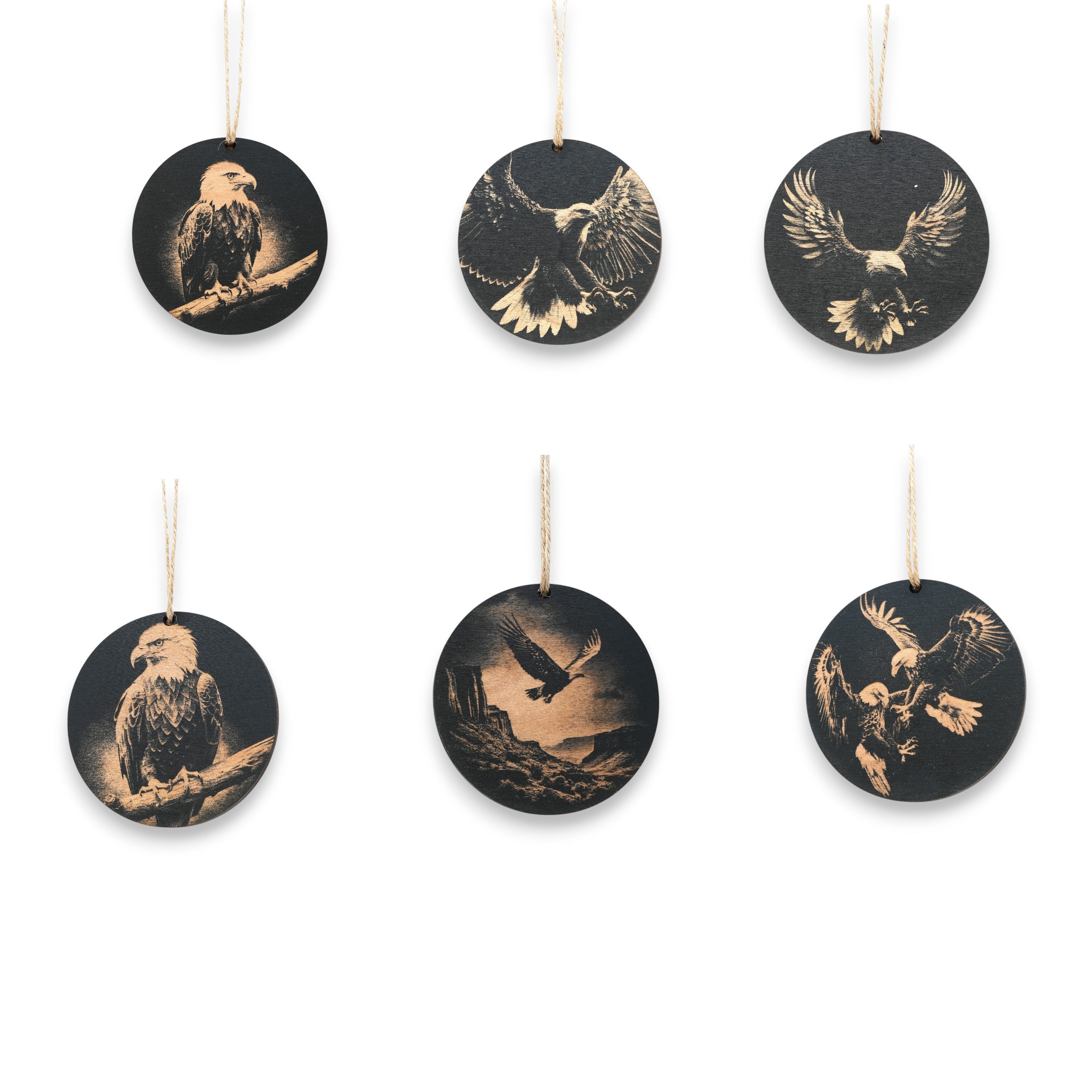 Ornament - Black - Bald Eagle - Set of 6