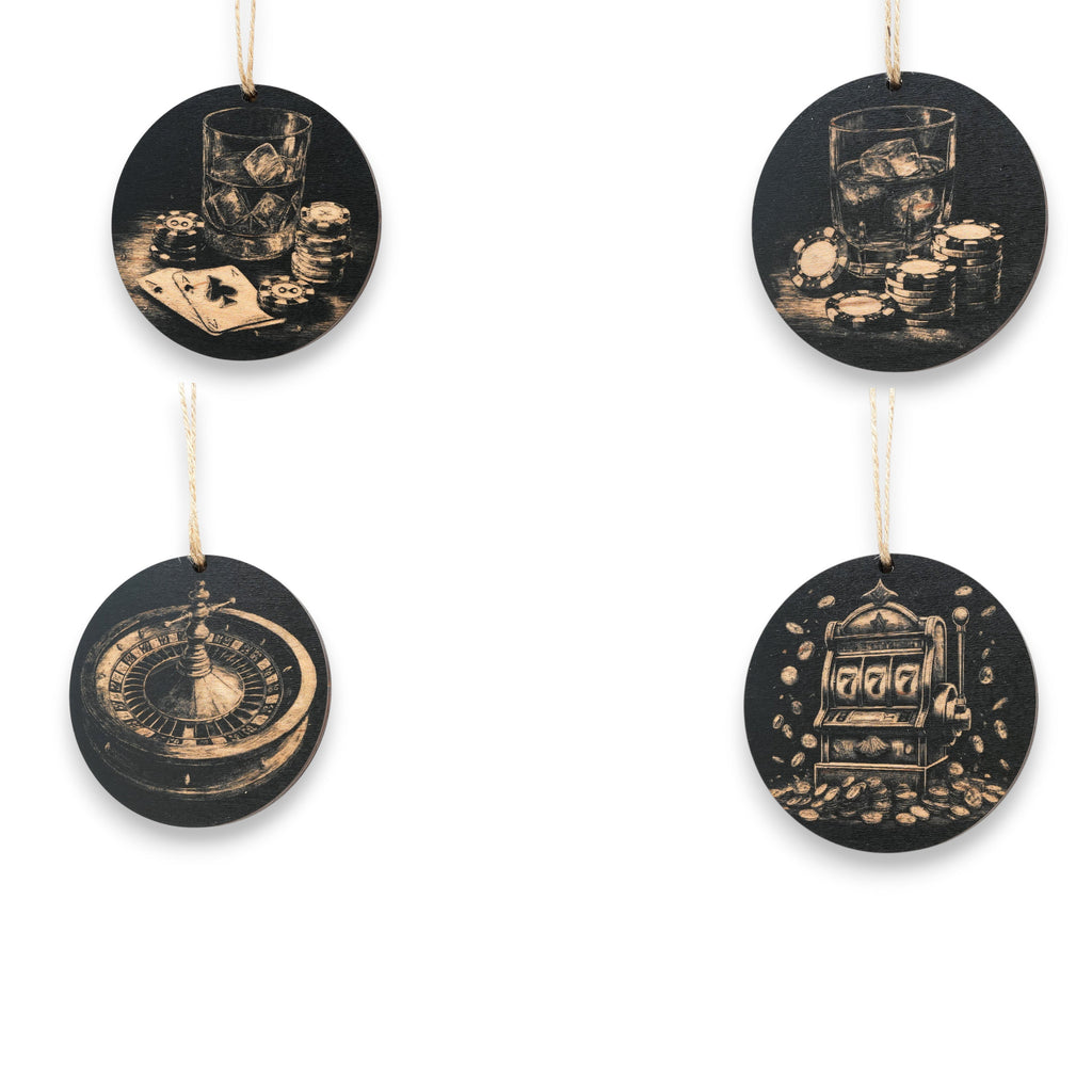 Ornament - Black - Casino Gambling - Set of 4