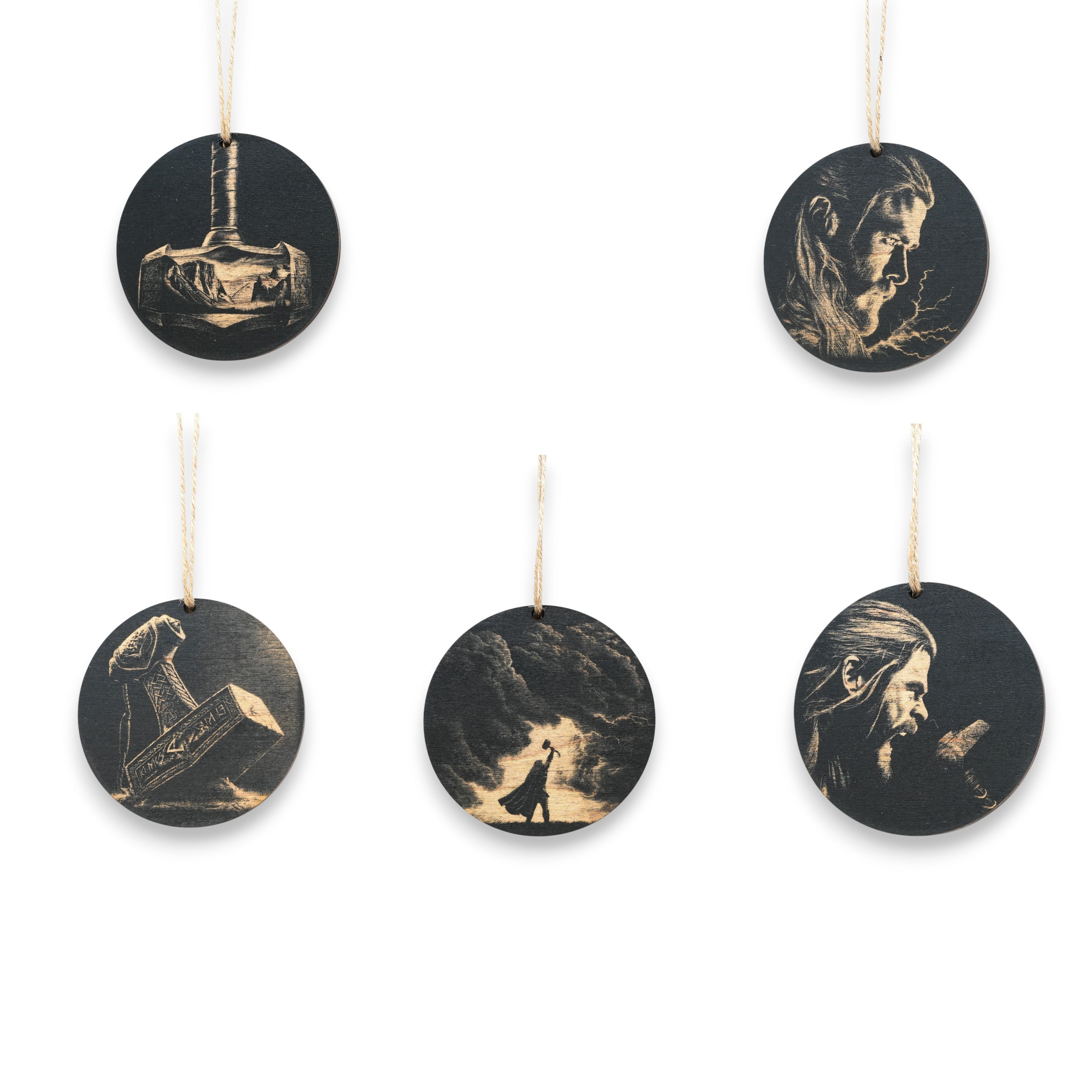 Ornament - Black - Thor - Set of 5