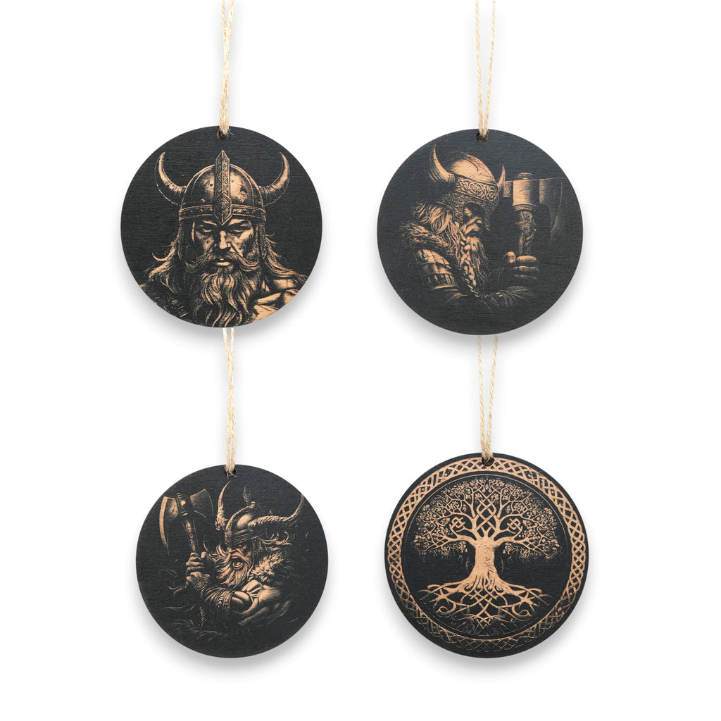 Ornament - Black - Viking - Set of 4