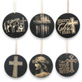 Ornament - Black - Cross - Set of 6