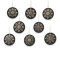 Ornament - Black - Snowflakes - Set of 8