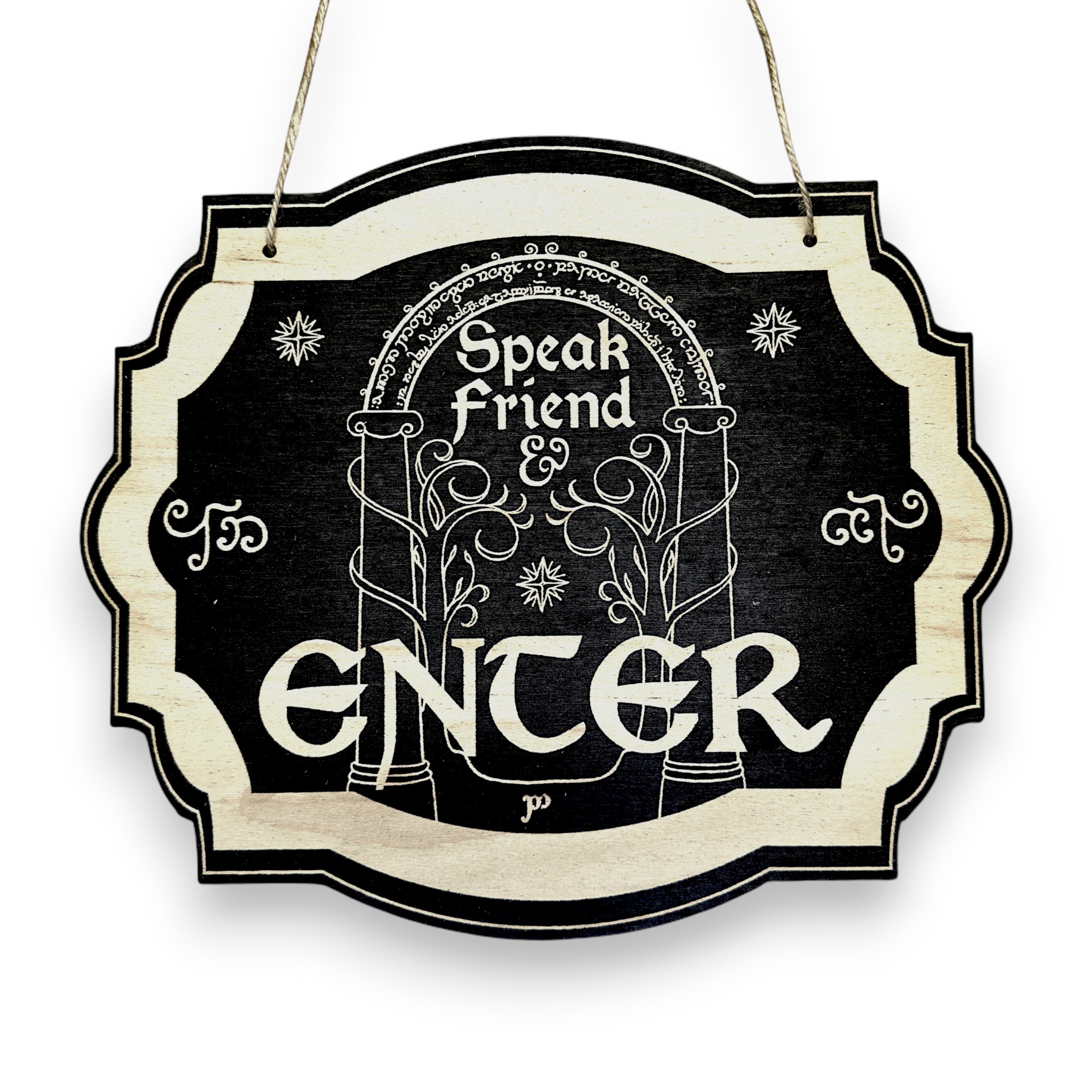 Speak Friend and Enter - Black Door Sign 6x9