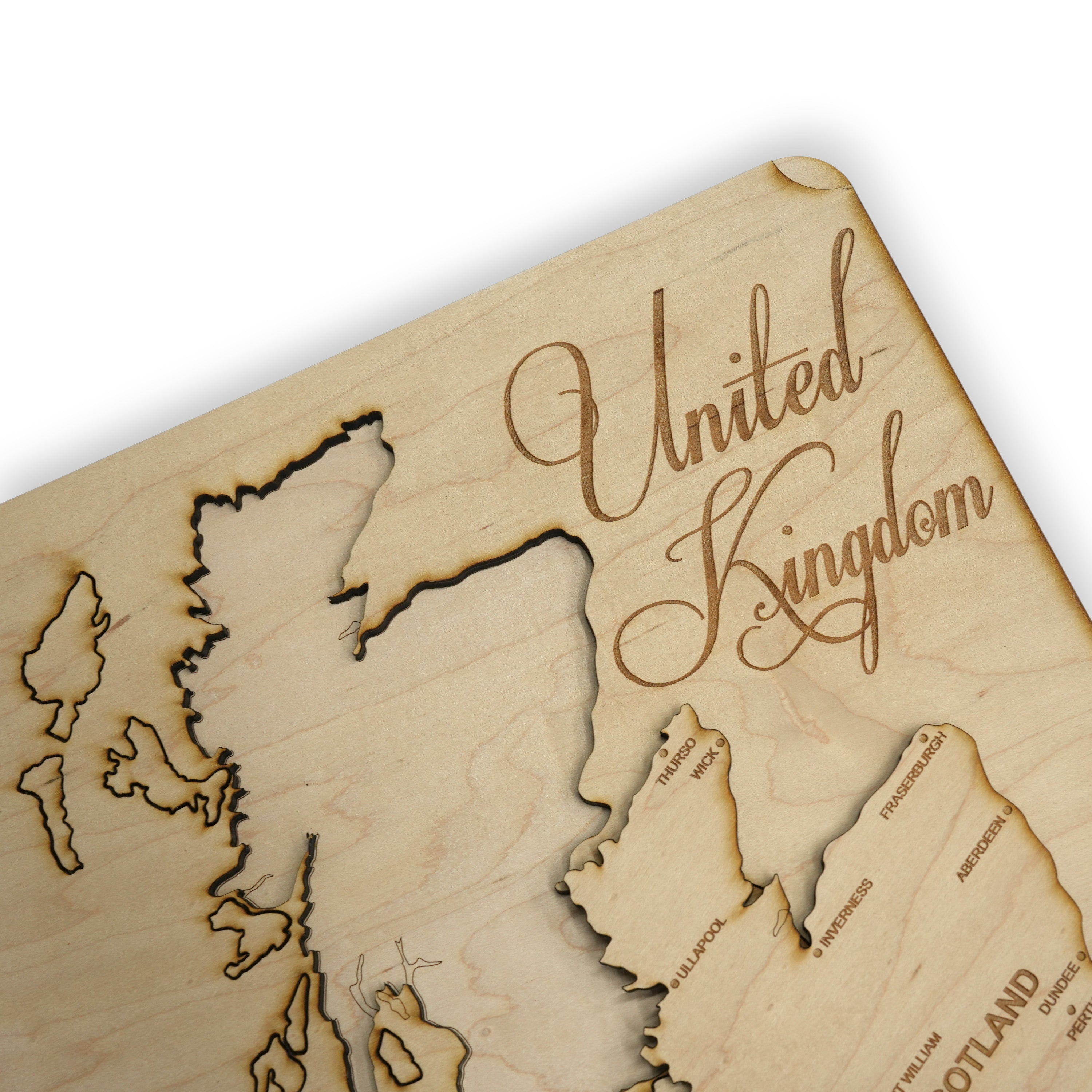 United Kingdom Puzzle Map - Art Kit - Raw Wood 12x18 Inches - 12 Pieces - With Stand