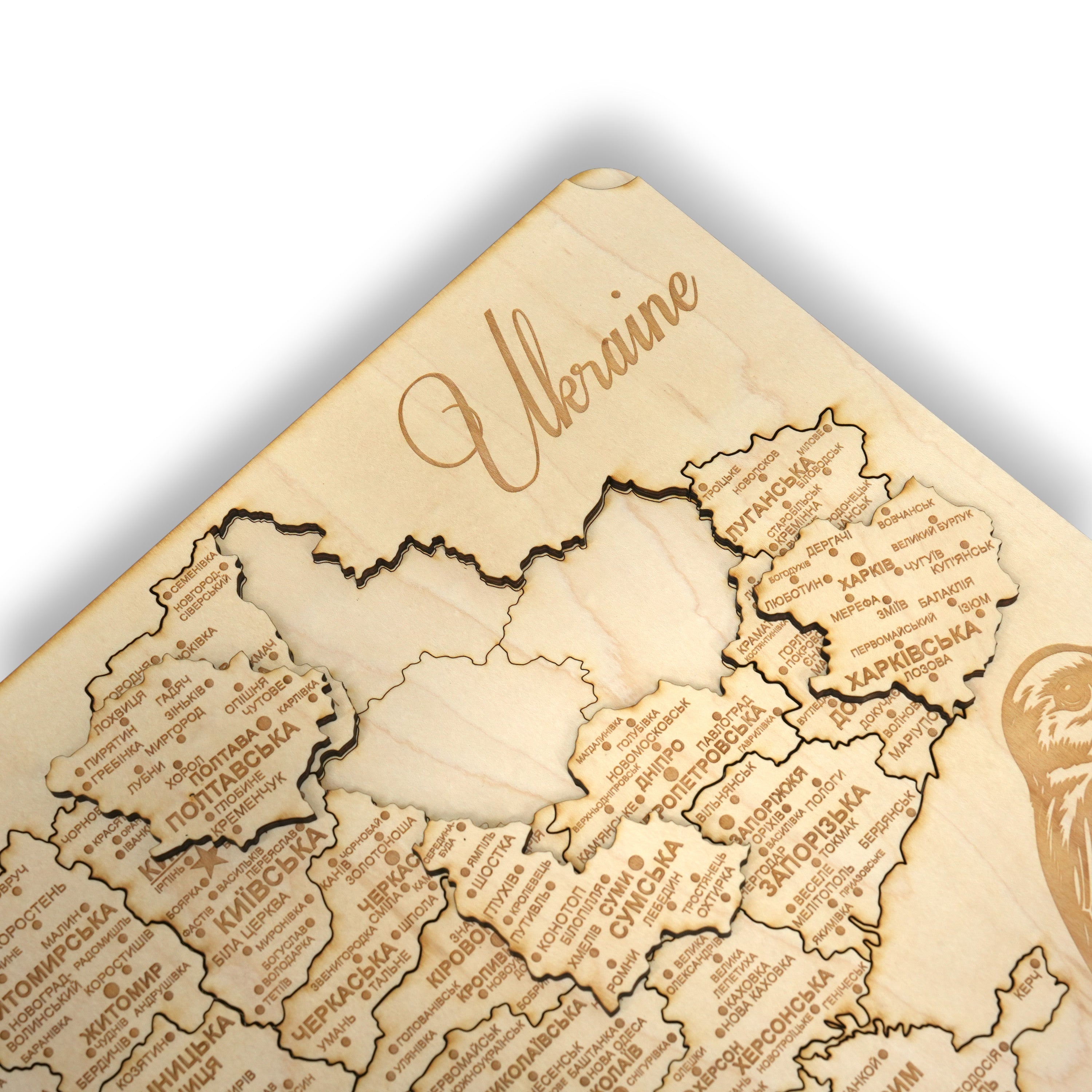 Ukraine Puzzle Map - Art Kit - Raw Wood 12x18 Inches - 26 Pieces - With Stand