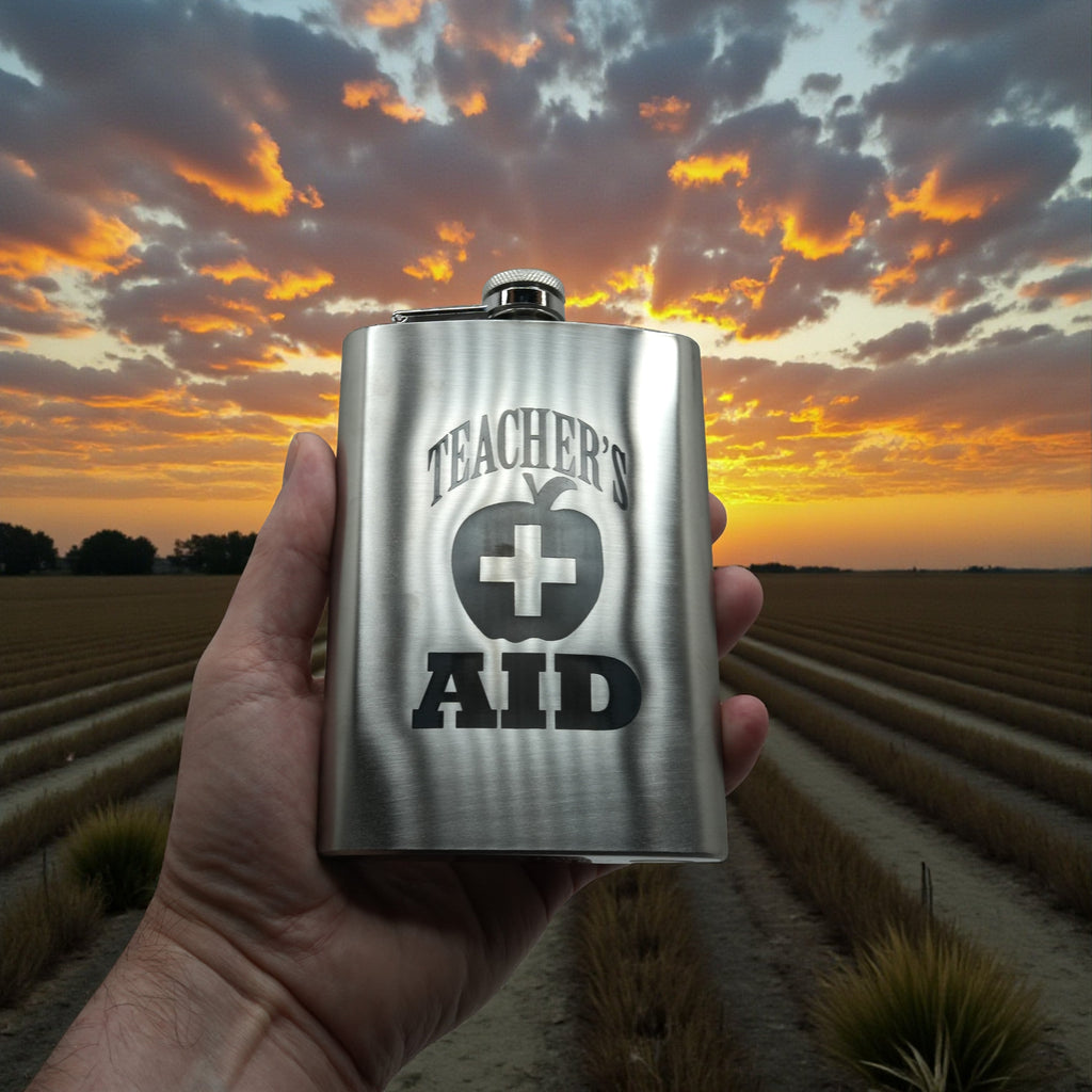 8oz Teacher's Aid Stainless Steel Flask