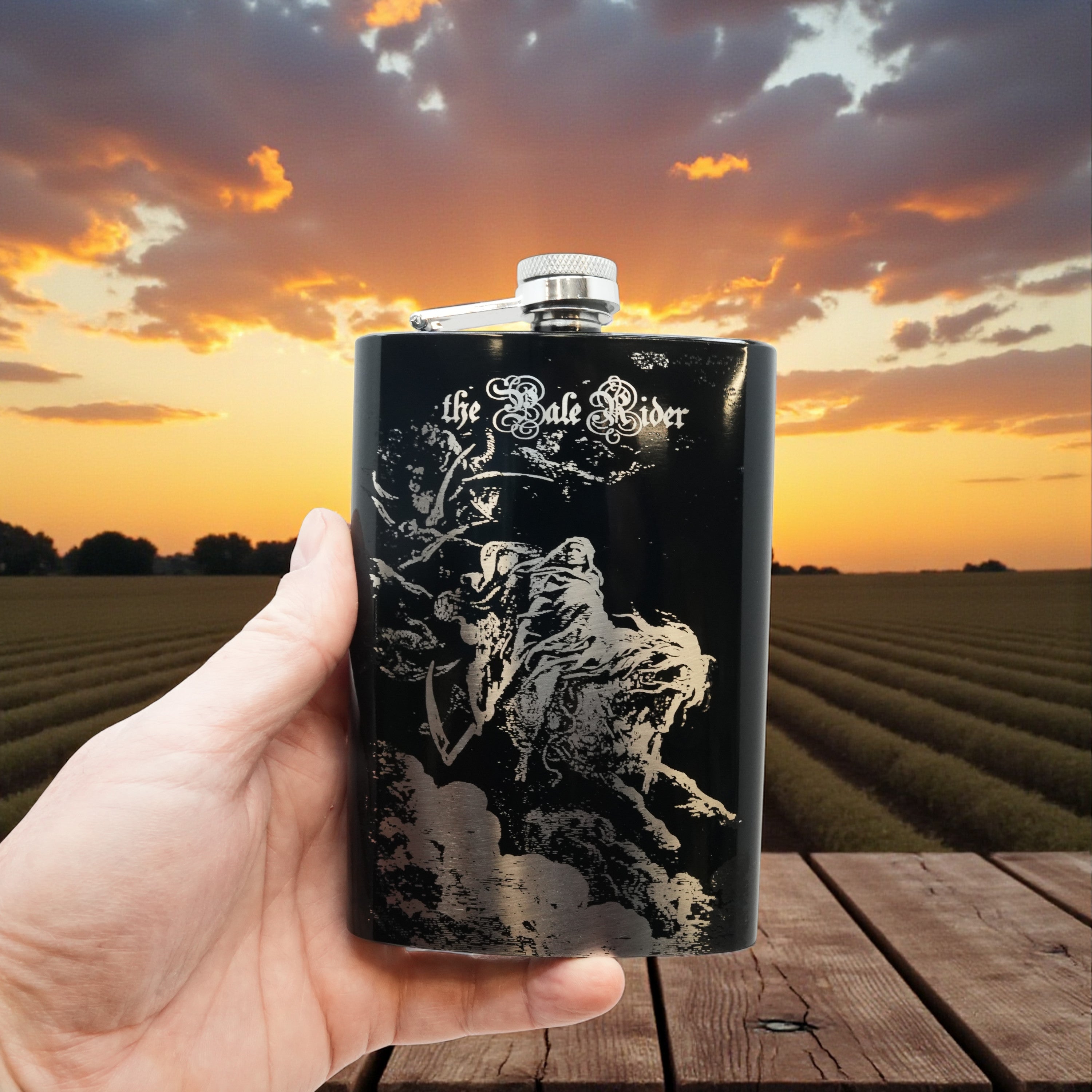 8oz BLACK The Pale Rider Flask