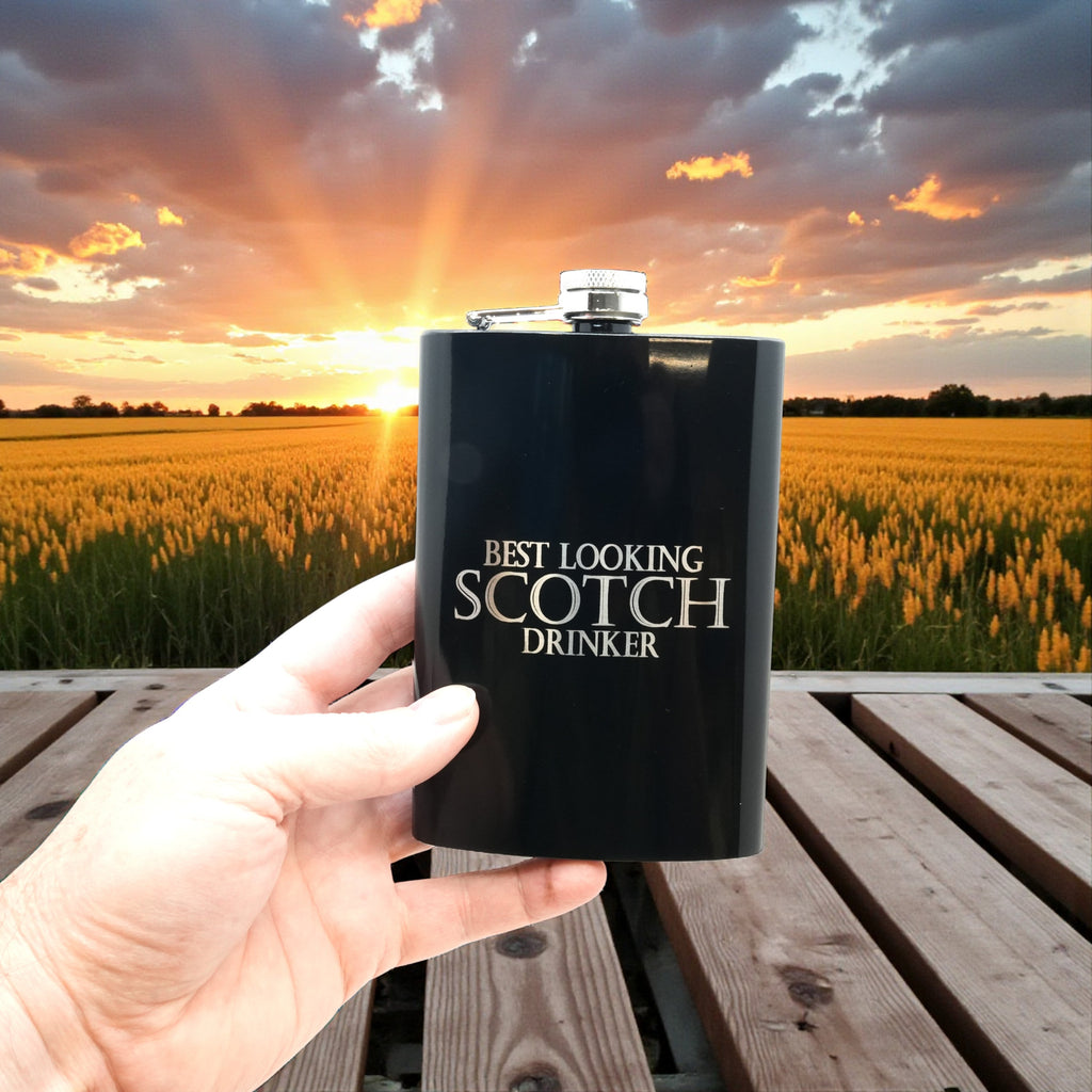 8oz BLACK Best Looking Scotch Drinker Flask