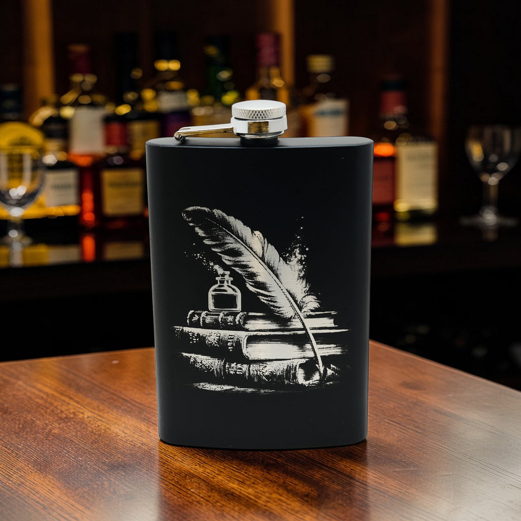 8oz Black - Fantasy Feaher - Black Flask