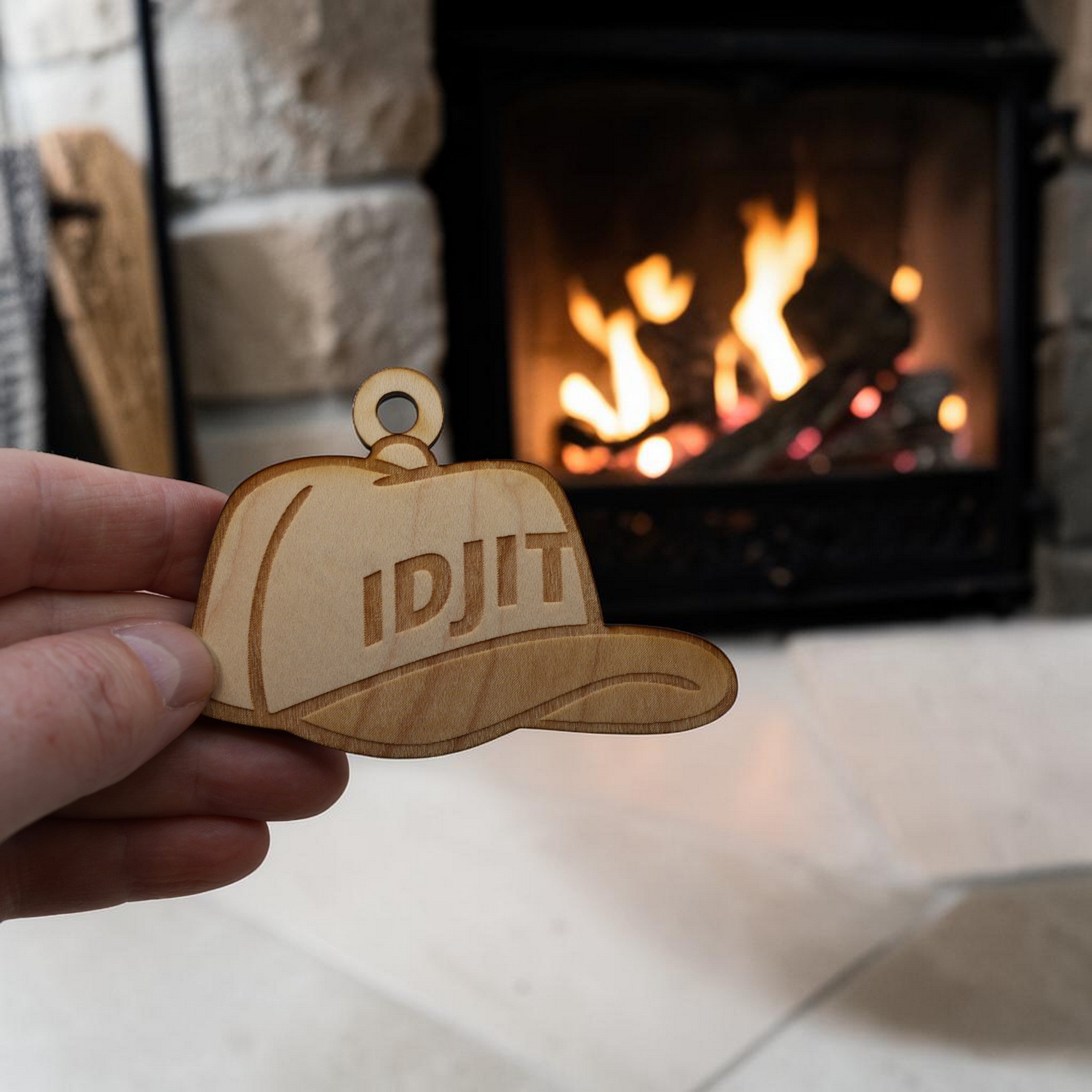 Ornament - Idjit - Raw Wood 3x3in