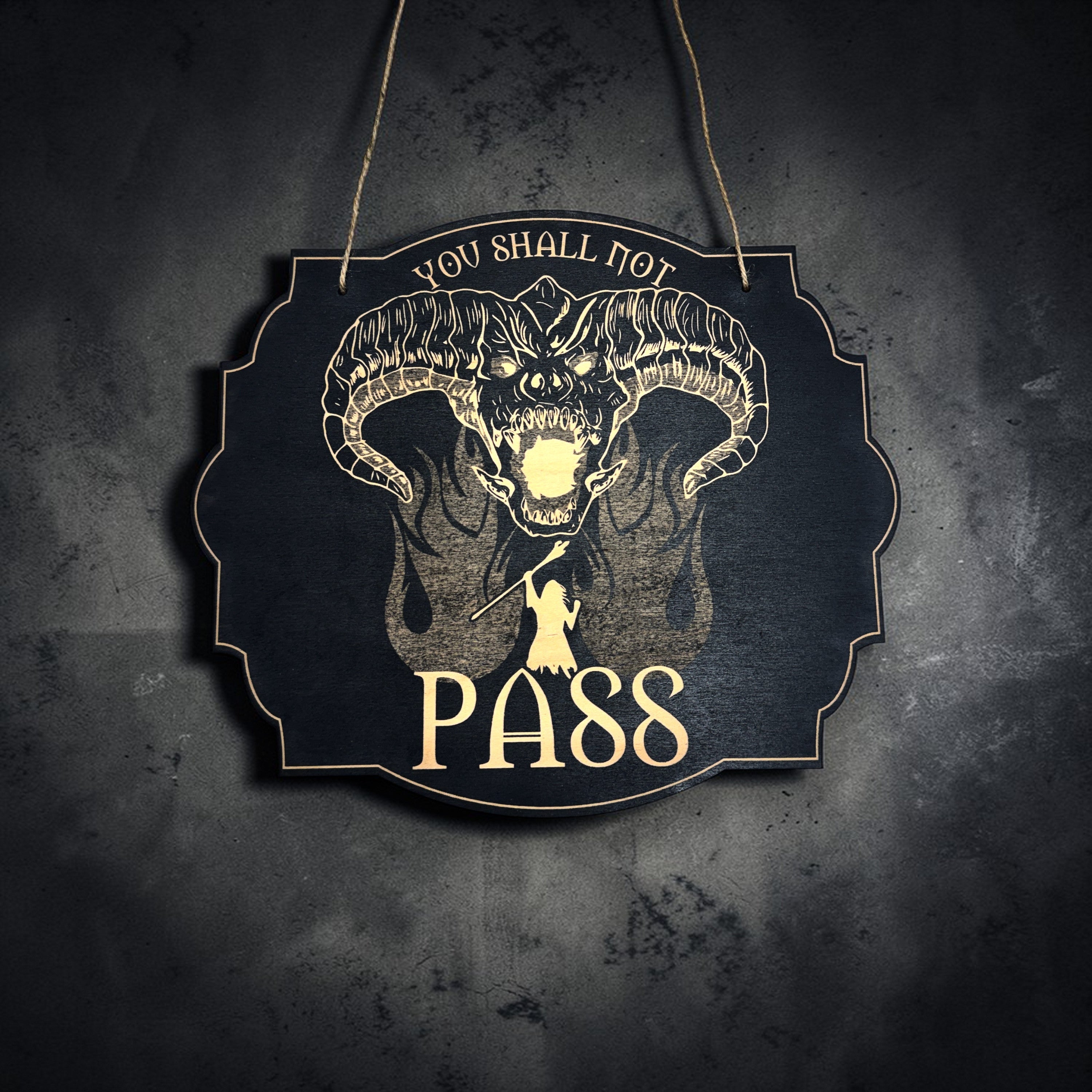 Sign - Speak friend and enter _ You shall not pass double sided sign - Black Door Sign 6x9
