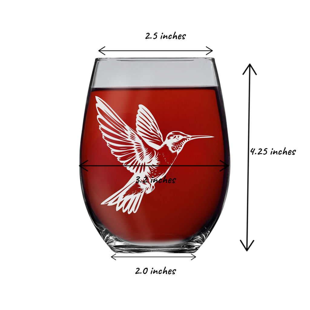 15oz Stemless Wine Glass - Hummingbird