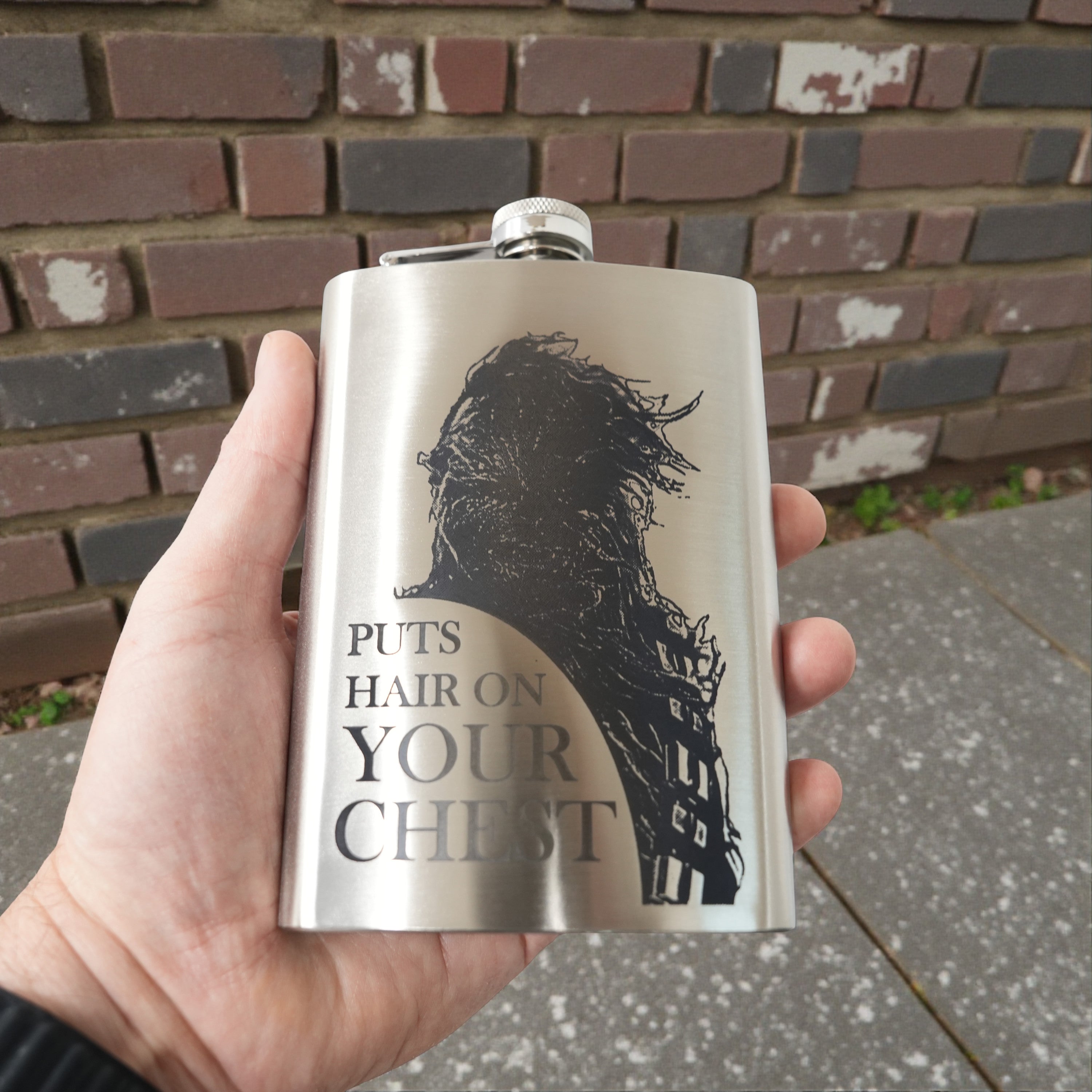 8oz Puts Hair on Your Chest Stainless Steel Flask
