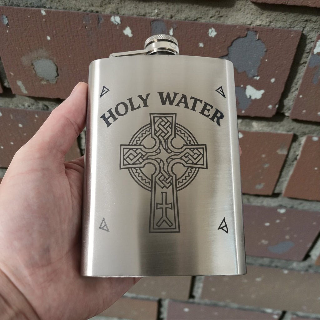 8oz Celtic Cross Holy Water Flask