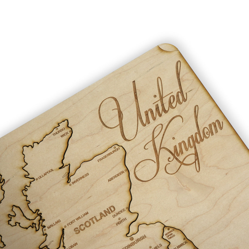 United Kingdom Puzzle Map - Art Kit - Raw Wood 12x18 Inches - 12 Pieces - With Stand