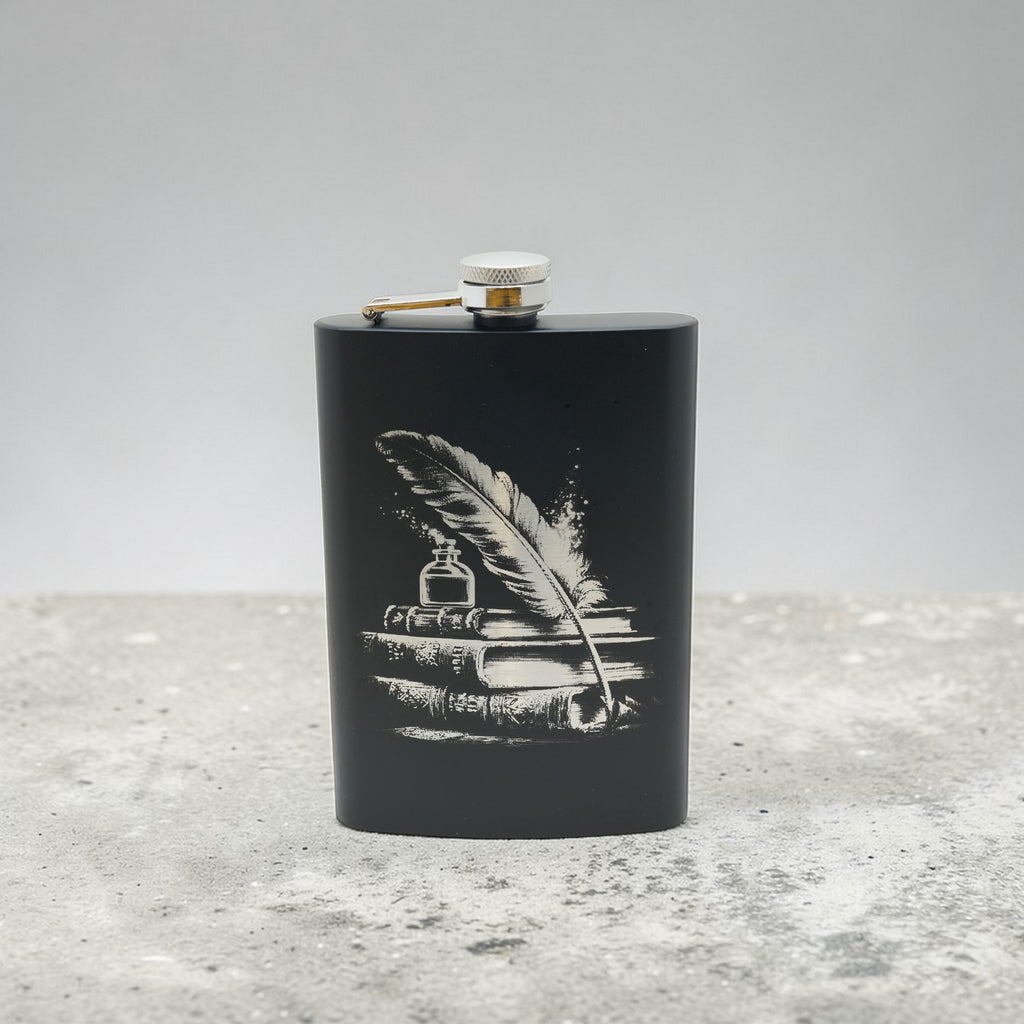 8oz Black - Fantasy Feaher - Black Flask