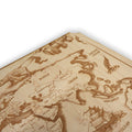 Vintage World Map - Art - Raw Wood 18x12 Inches - With Stand