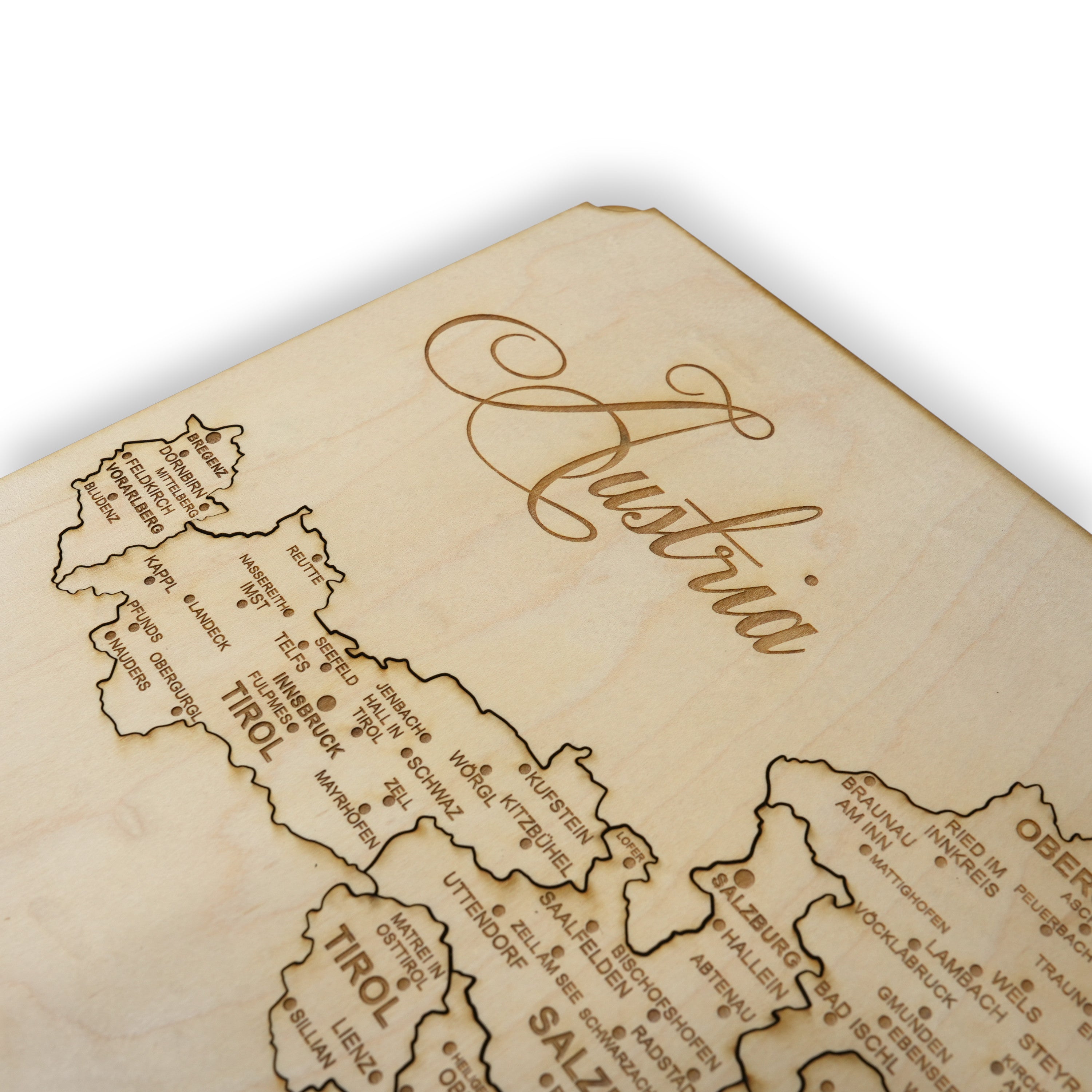 Austria Puzzle Map - Art Kit - Raw Wood 12x18 Inches - 11 Pieces - With Stand