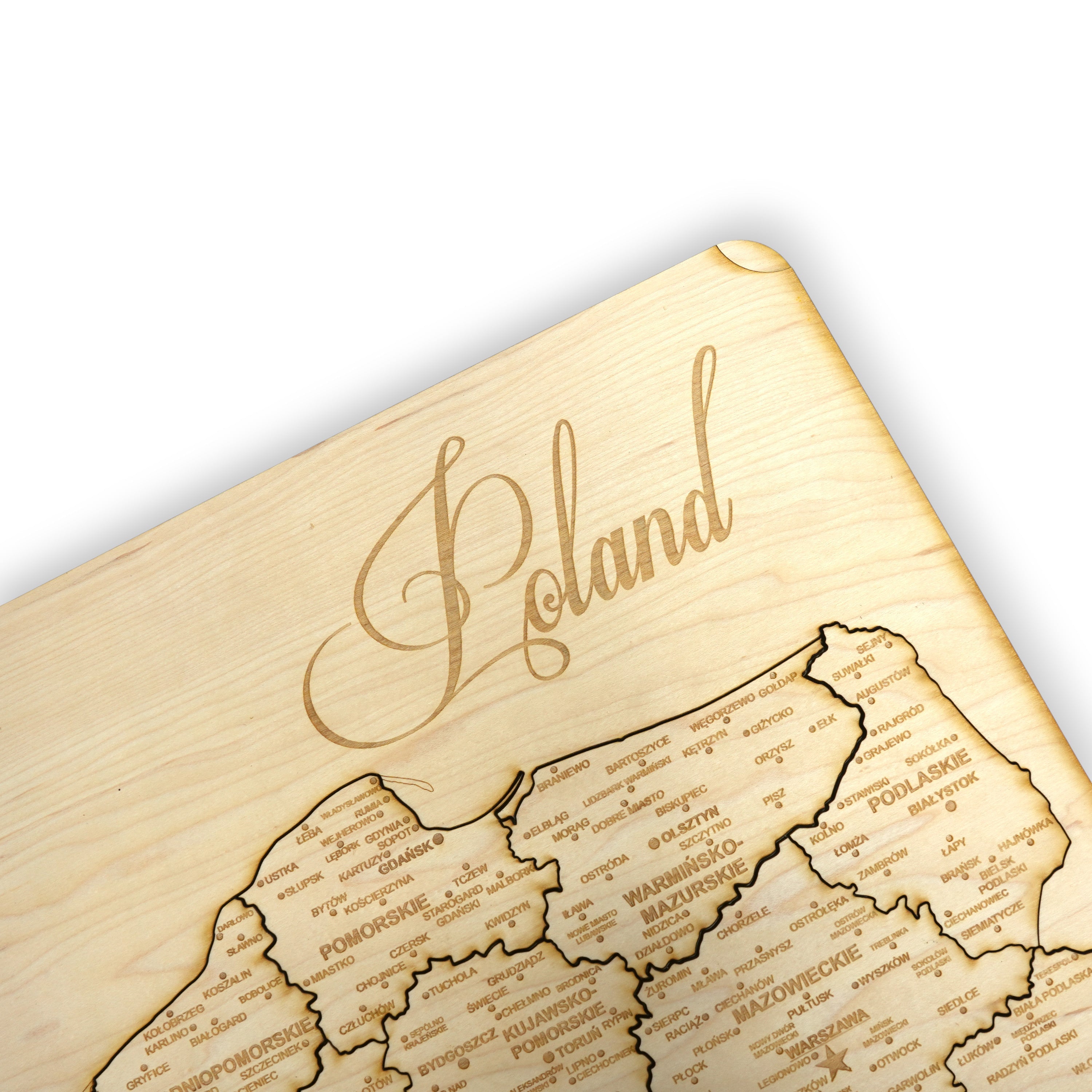 Poland Puzzle Map - Art Kit - Raw Wood 12x18 Inches - 17 Pieces - With Stand