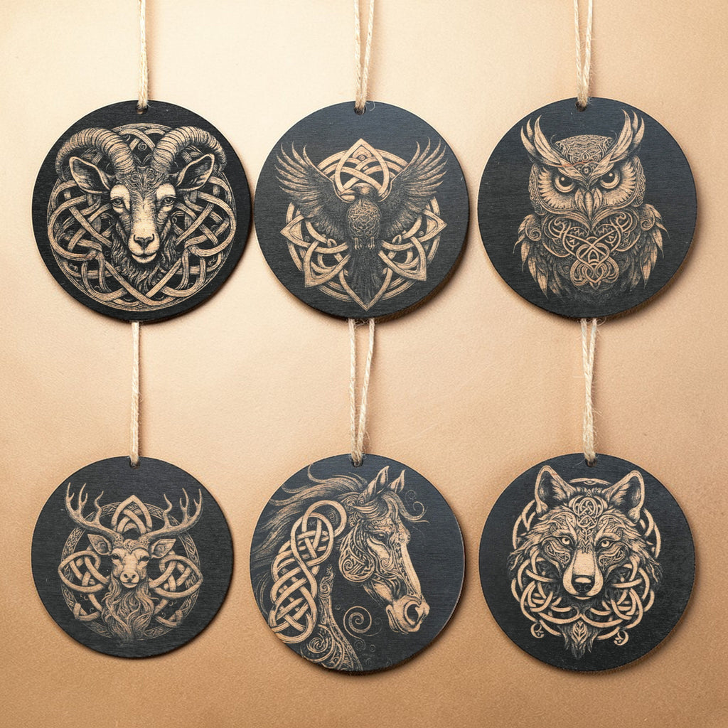 Ornament - Black - Celtic Animals - Set of 6