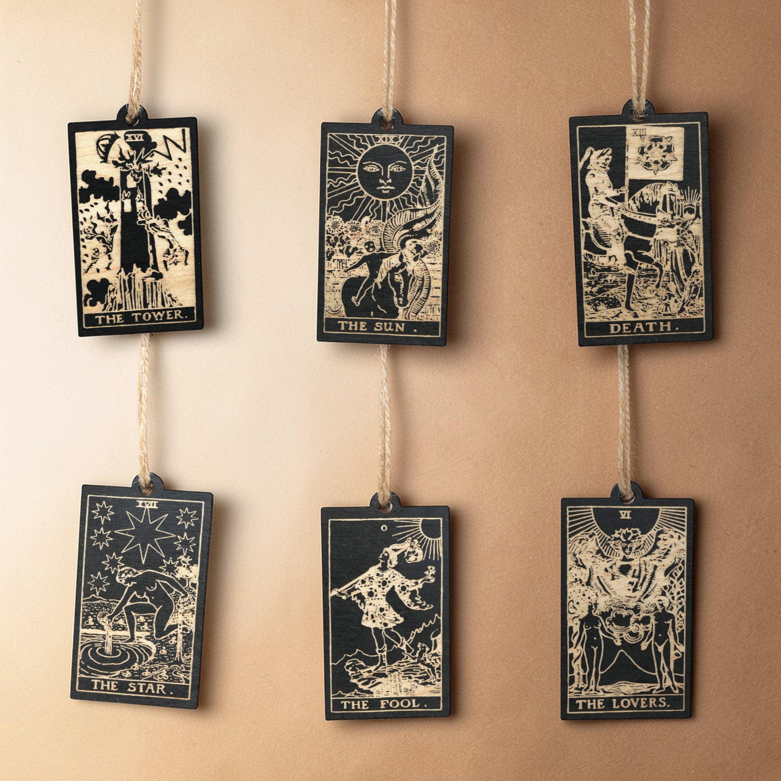 Ornament - Black - Tarot Cards - Set of 6