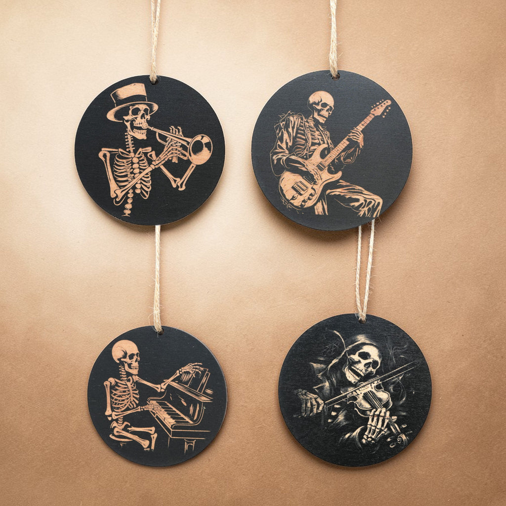 Ornament - Black - Musical Skeletons - Set of 4