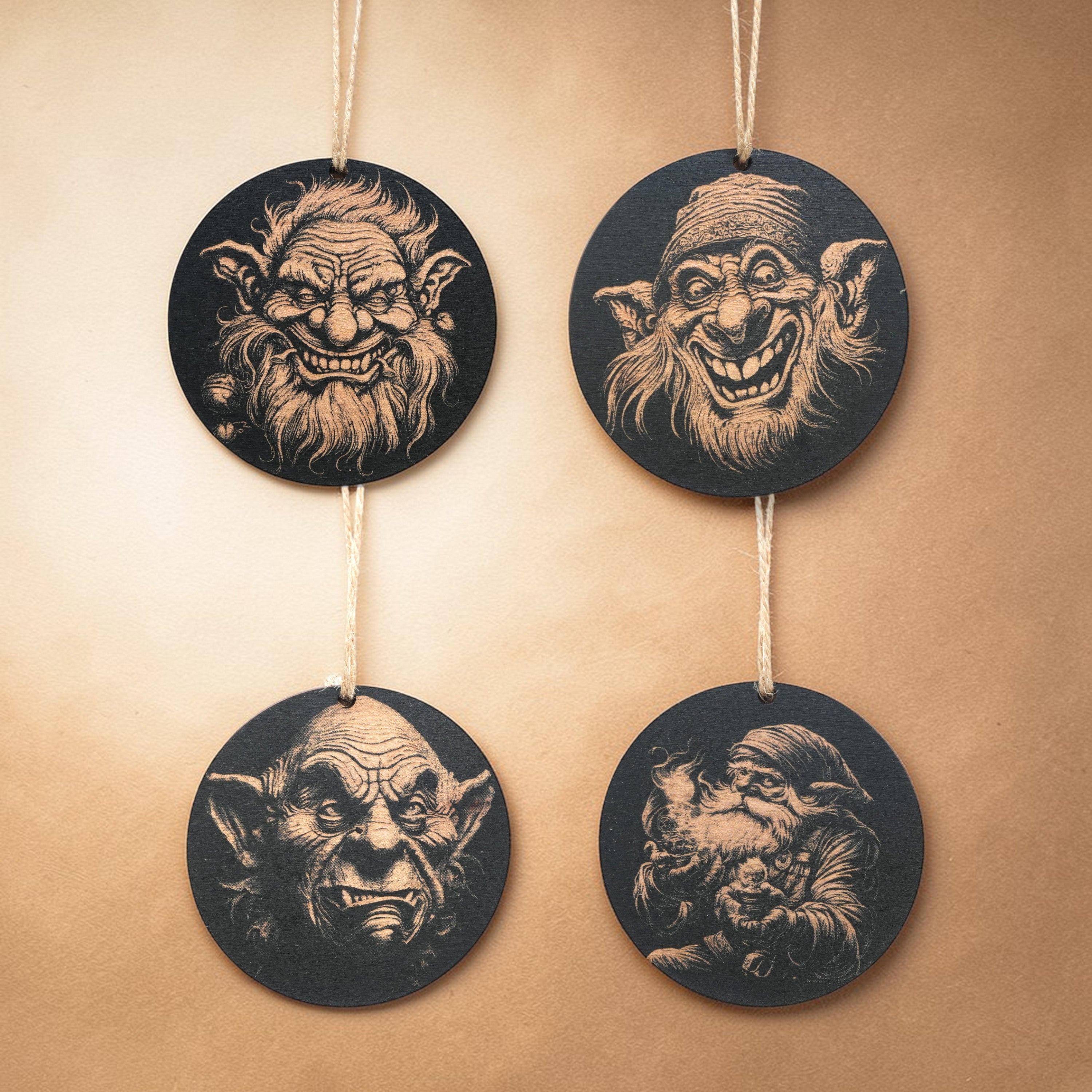 Ornament - Black - Gnomes - Set of 4