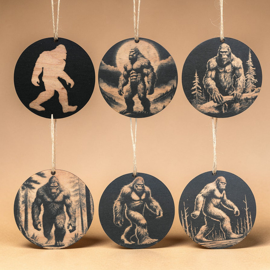 Ornament - Black - Bigfoot Sasquatch - Set of 6