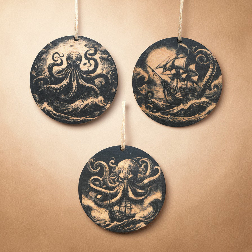 Ornament - Black - Kraken - Set of 3
